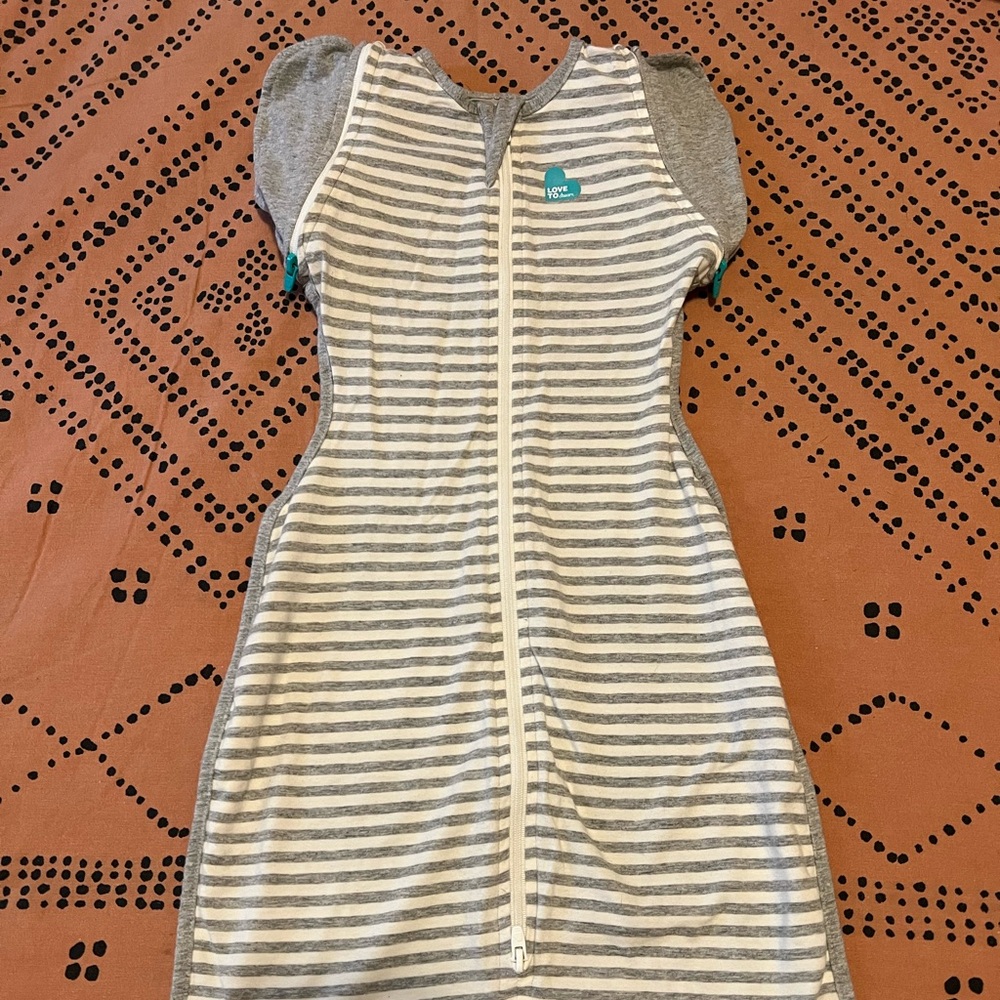 Love to Dream Striped Swaddle in Gray and White